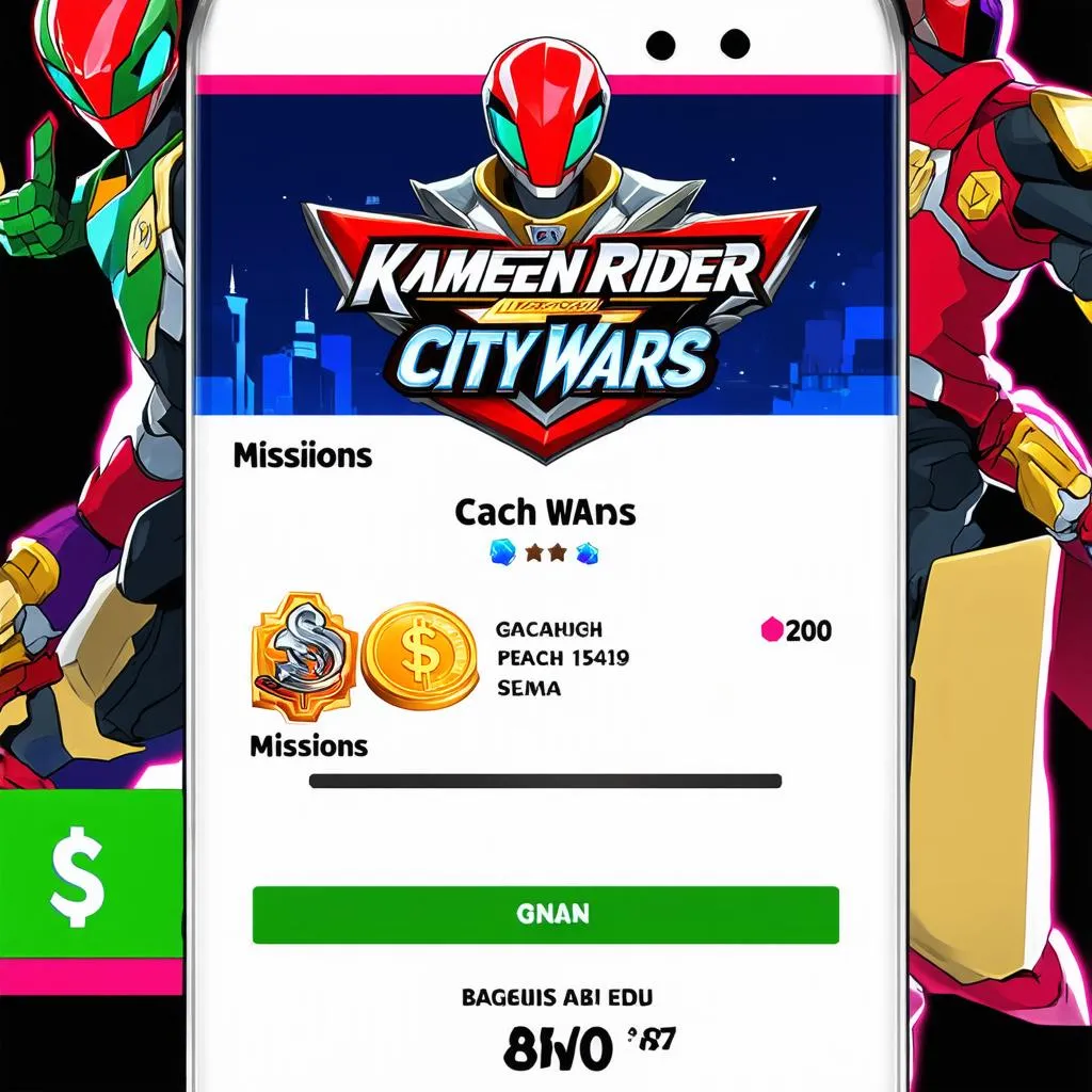 Giao diện game Kamen Rider City Wars