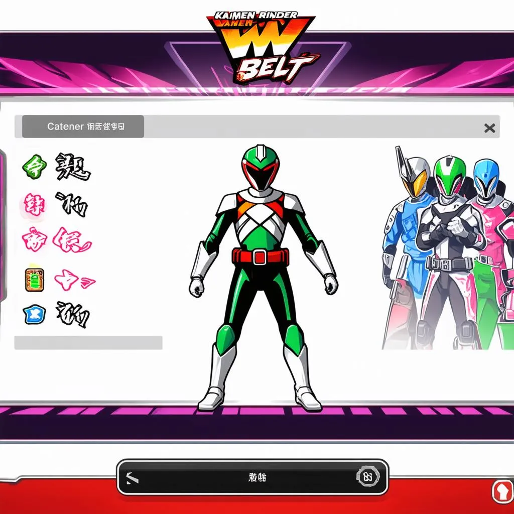 Giao diện Kamen Rider W Belt Flash Game