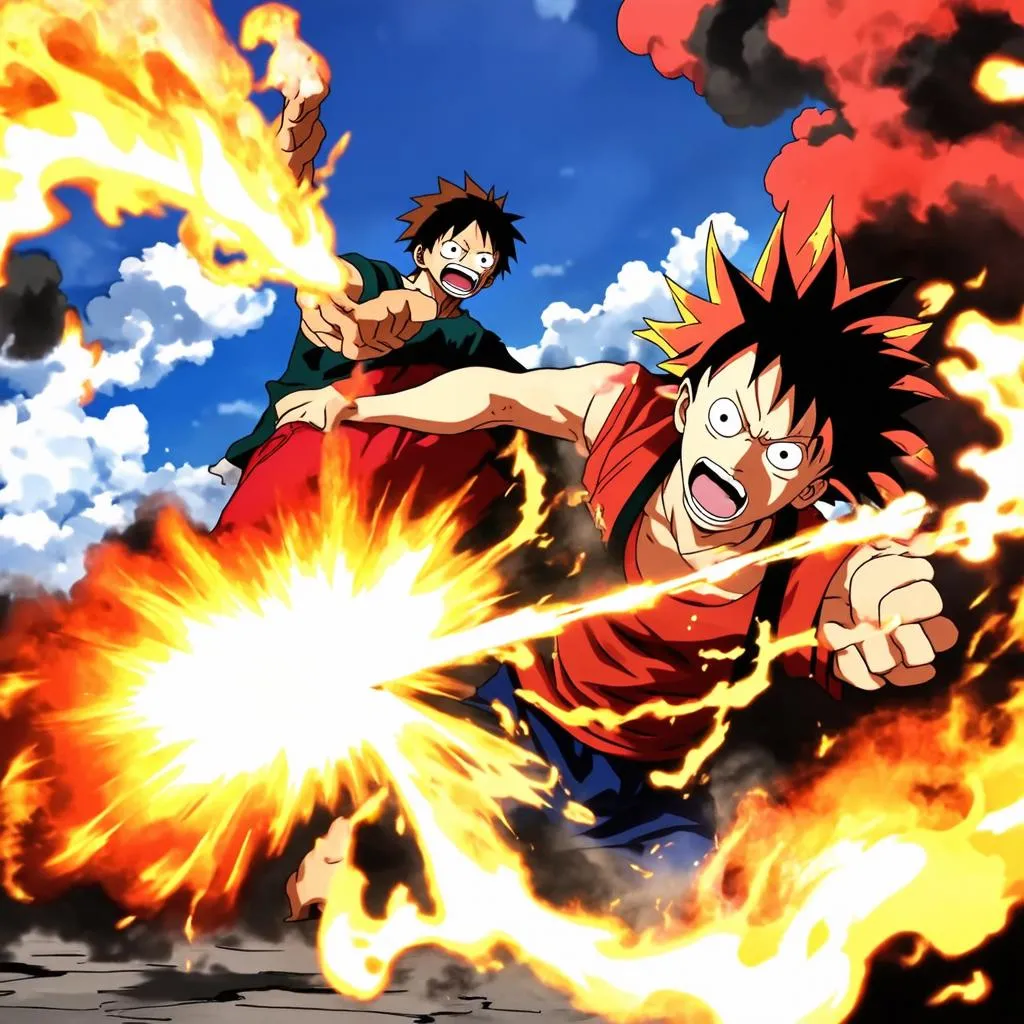 Luffy's Gomu Gomu no Mi vs Natsu's Fire