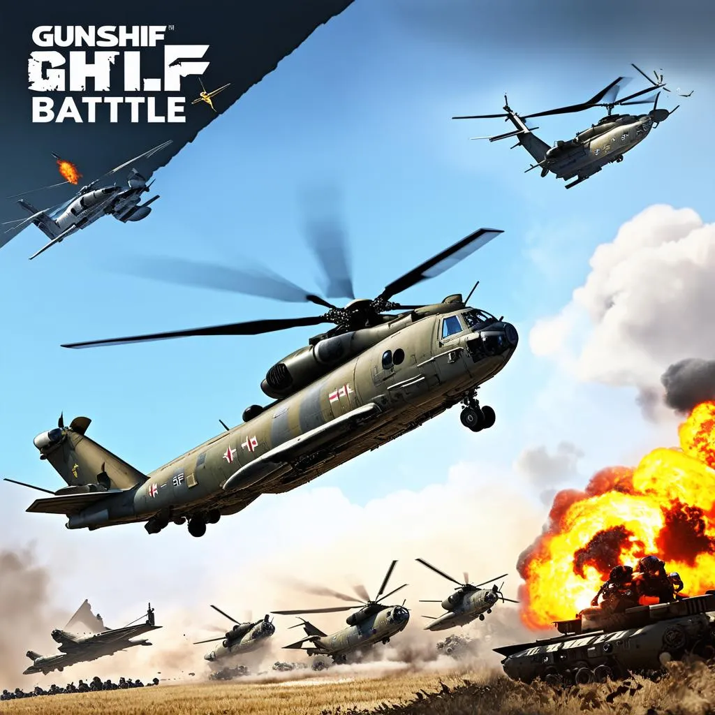 Giao diện chính game gunship battle