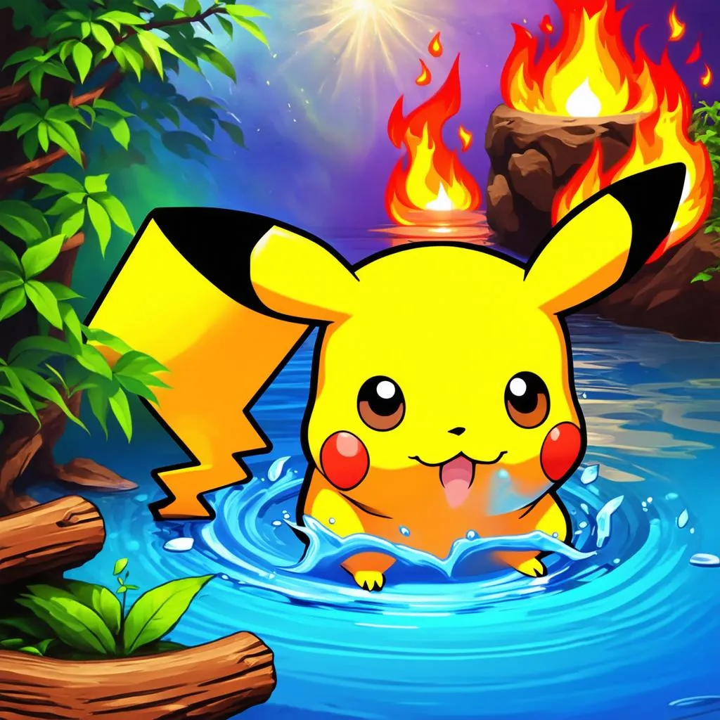 Pikachu Game Background with Feng Shui Elements