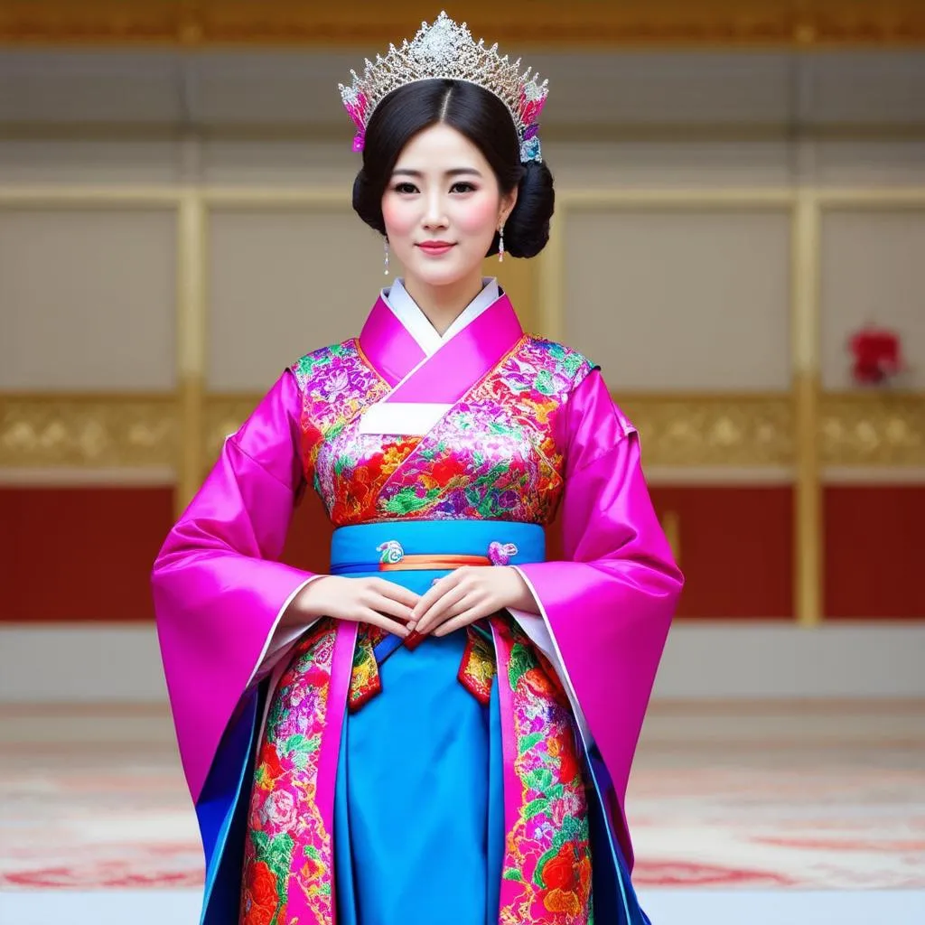 Hoàng hậu mặc hanbok đẹp