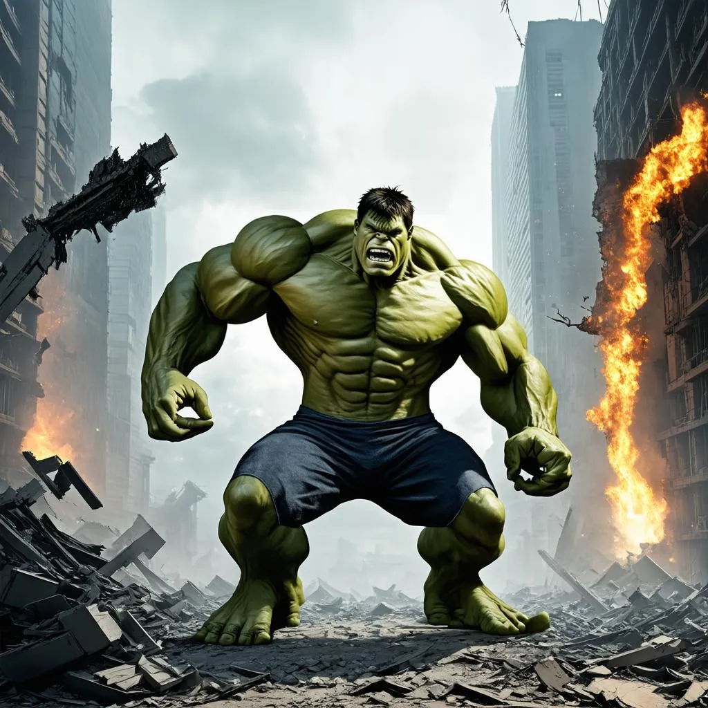 Hulk chiến đấu với kẻ thù