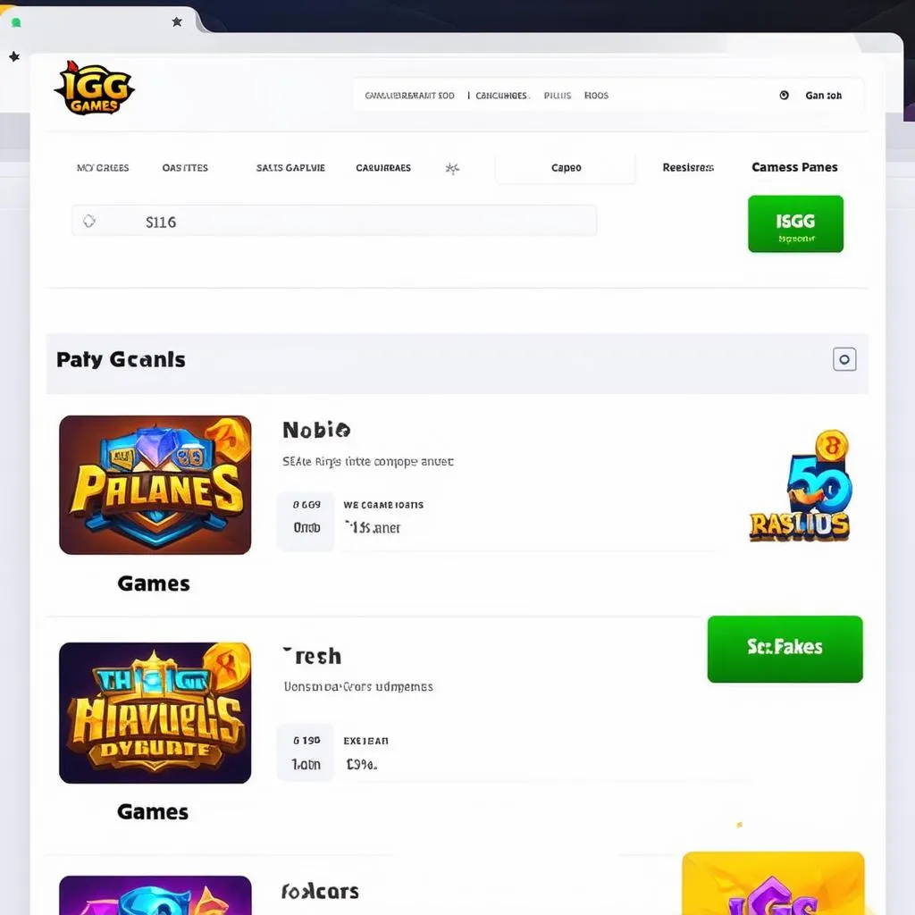 Giao diện website igg games com