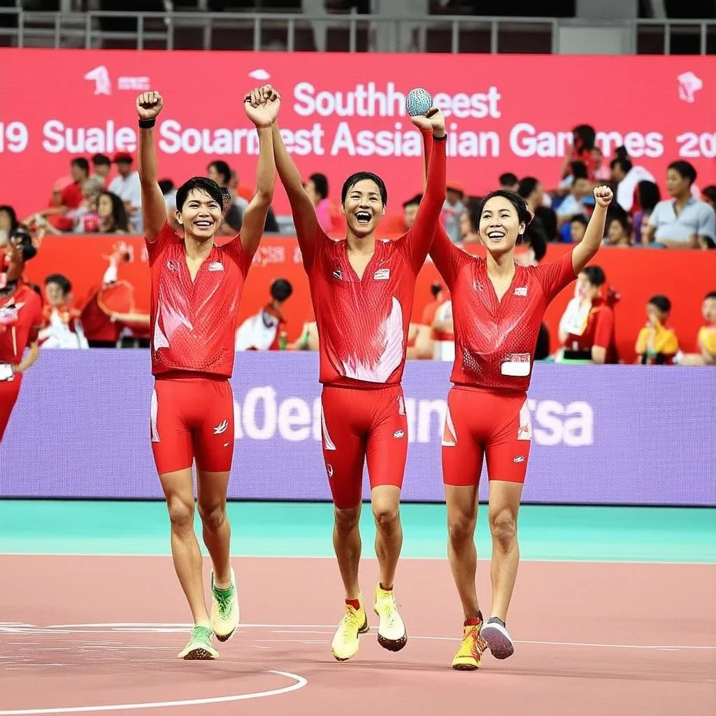 Niềm vui chiến thắng của đội tuyển Indonesia tại SEA Games 2019