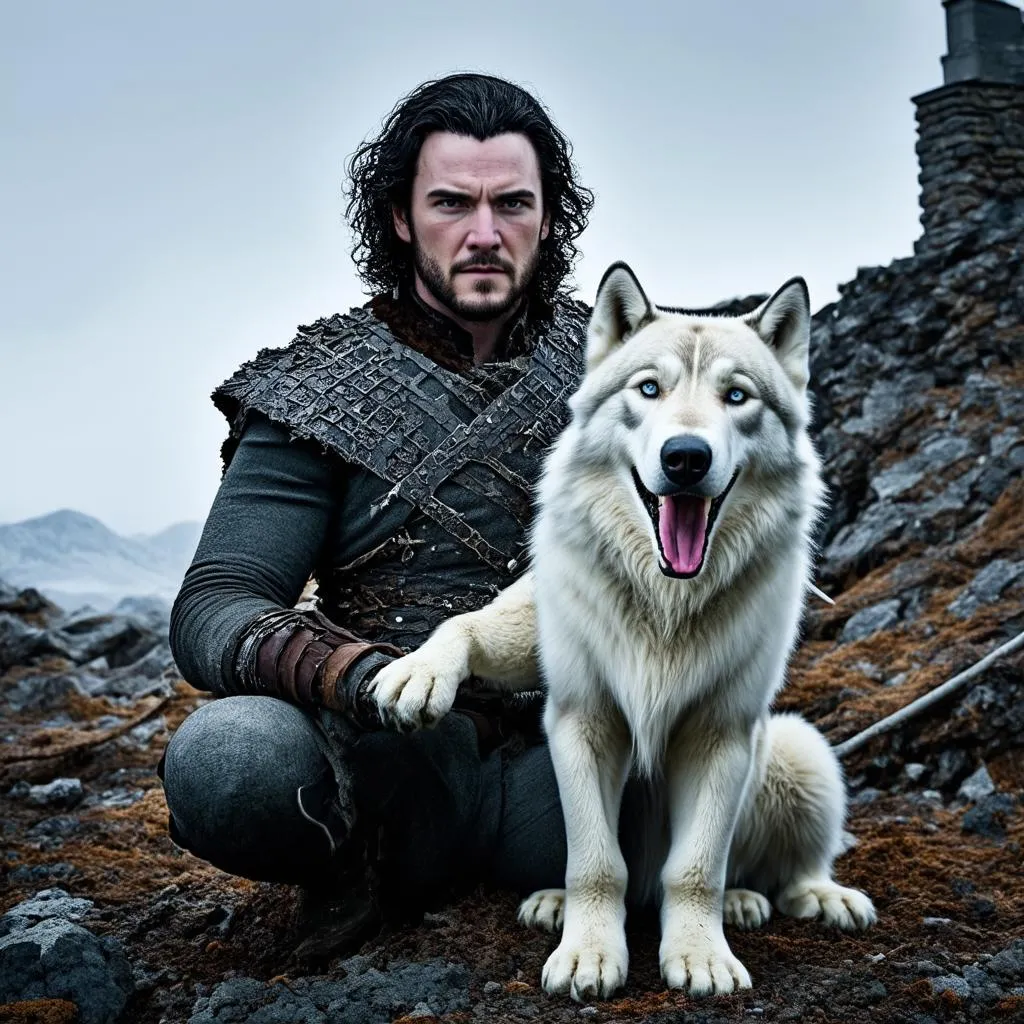 mô hình jon snow và ghost