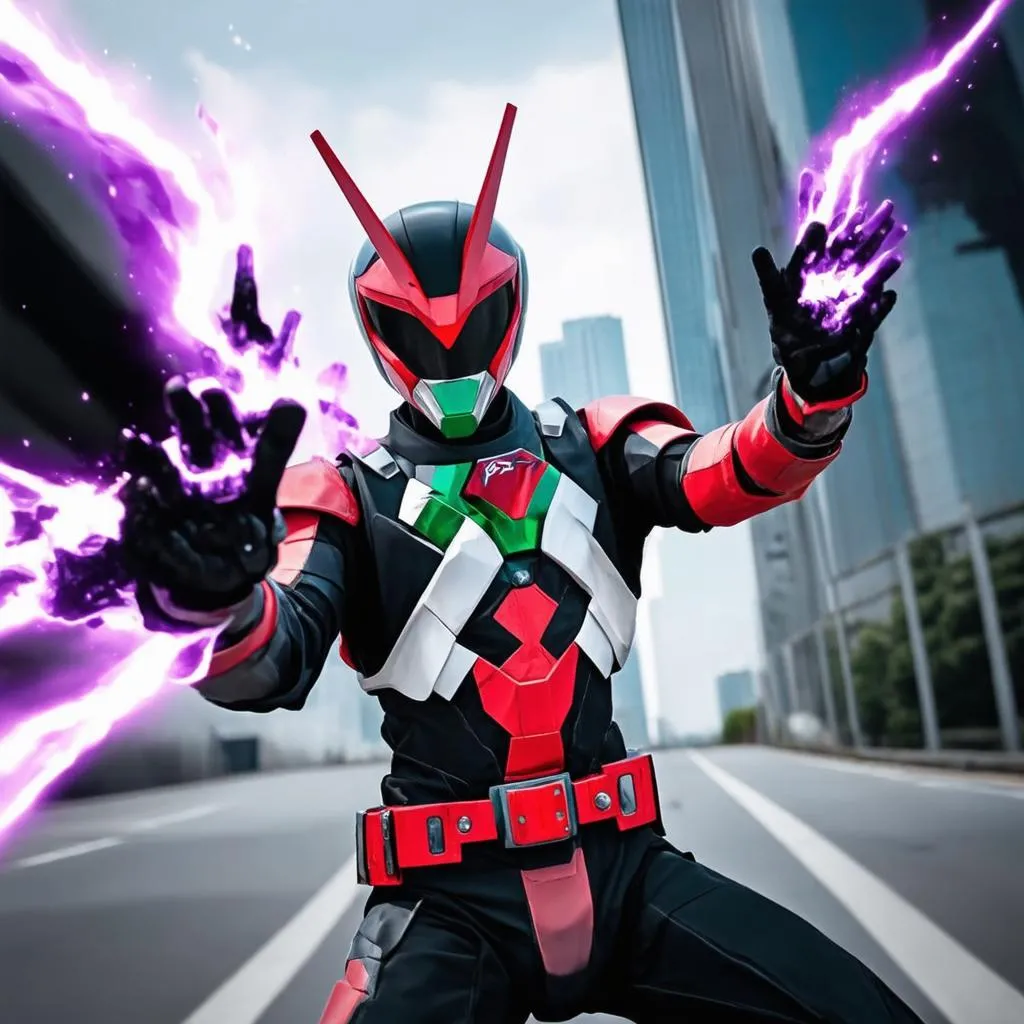 Kamen Rider Zero One using power to fight the enemy