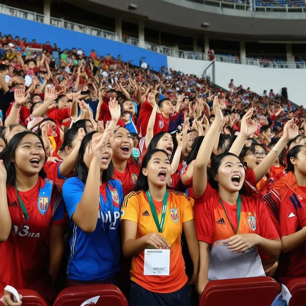 Khán giả cổ vũ bóng đá nữ SEA Games