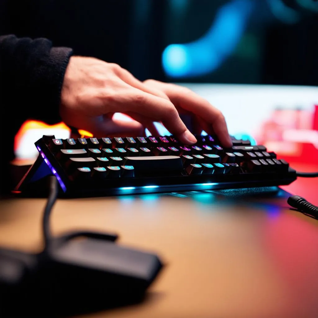 Close-up of Hands on Gaming Keyboard