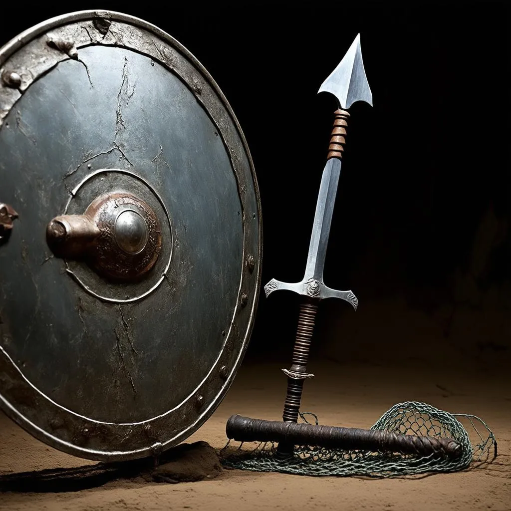 Gladiator Shield and Weapon