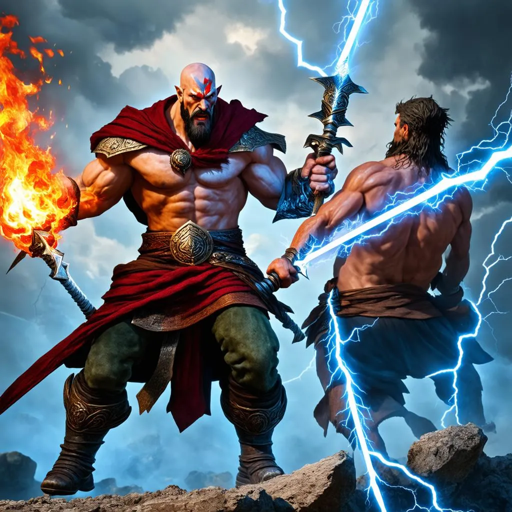 Kratos chiến đấu với Zeus