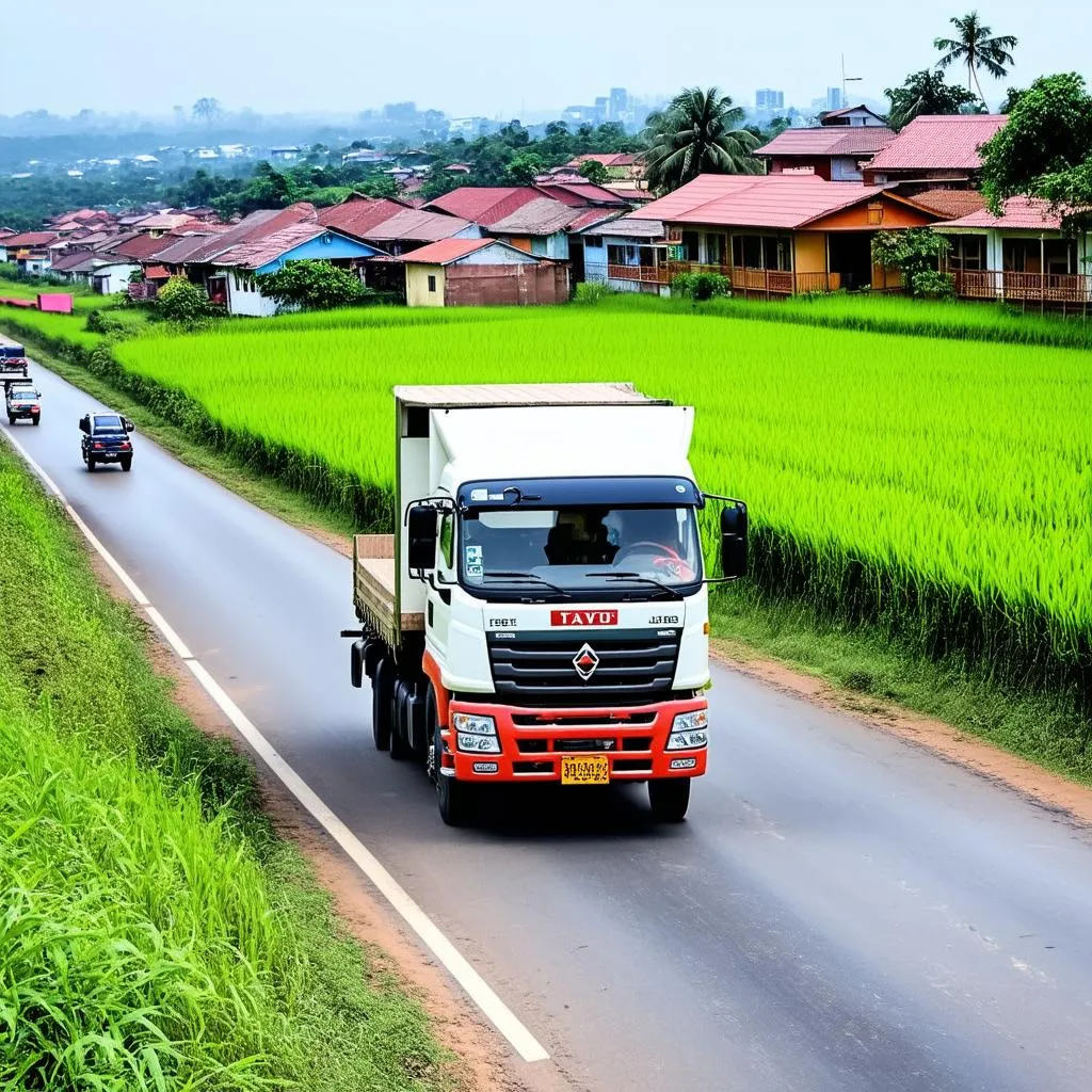 Lái xe tải trên đường phố Việt Nam