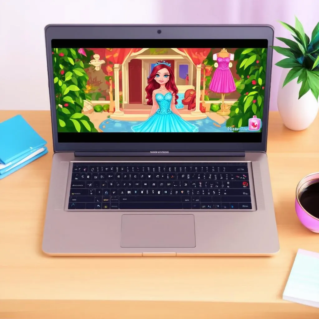 Laptop Hiển Thị Hình Ảnh Game Thú Vị