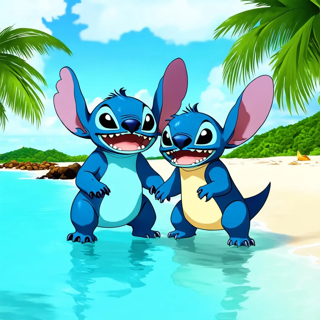 Lilo và Stitch cùng nhau vui chơi