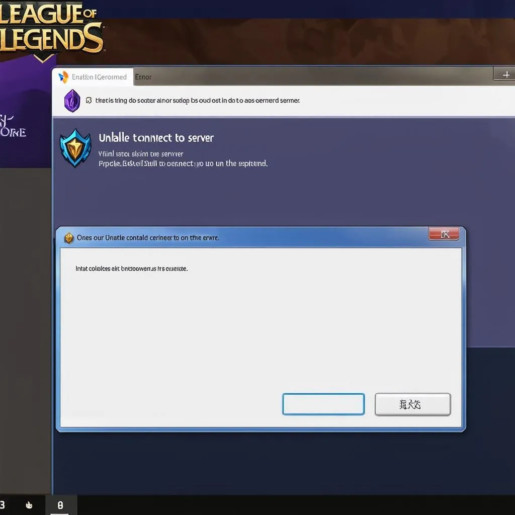 Màn hình thông báo lỗi không thể kết nối đến máy chủ Liên Minh Huyền Thoại