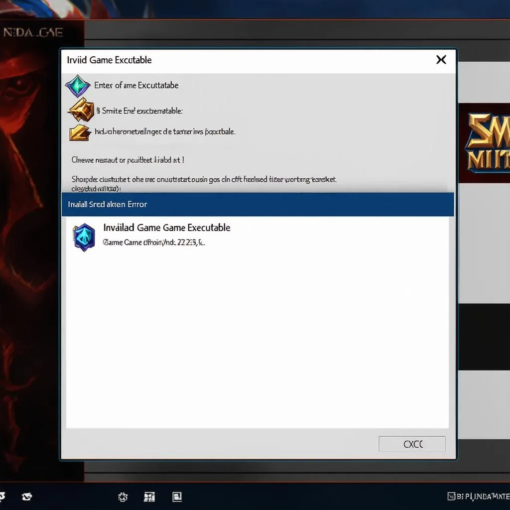 Game Smite hiển thị lỗi invalid game executable