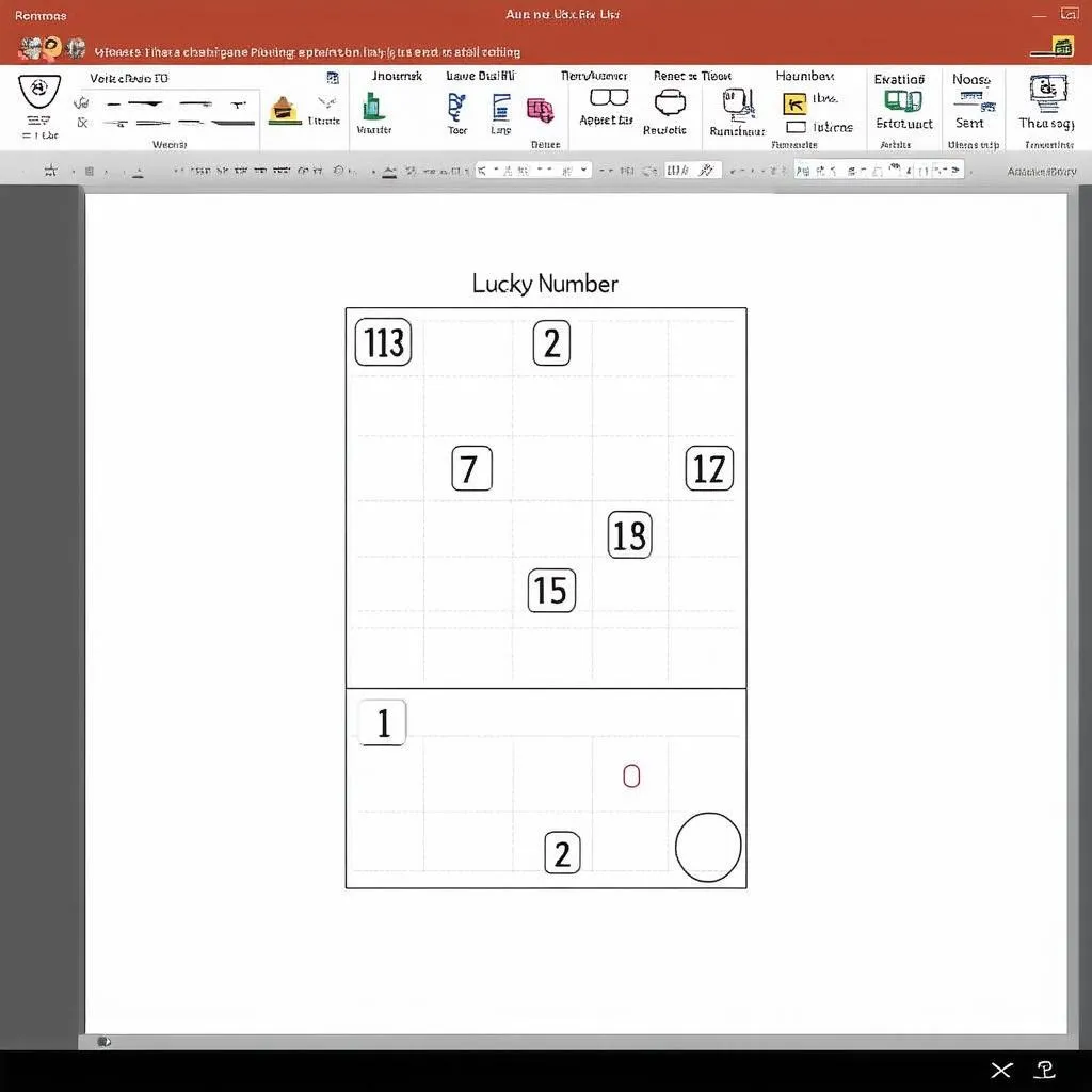 Màn hình máy tính hiển thị trò chơi Lucky Number được tạo bằng Powerpoint
