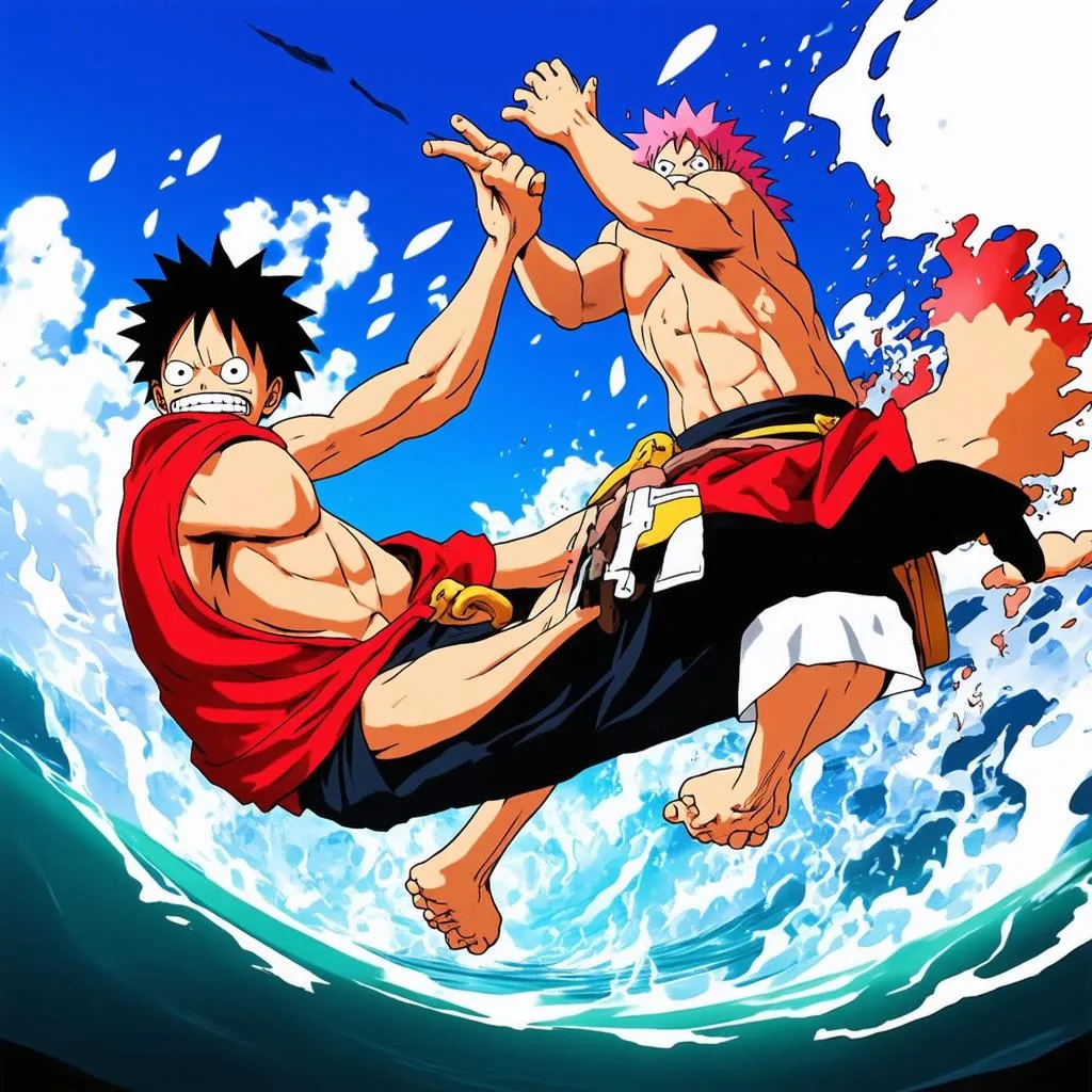 Luffy và Natsu đối đầu