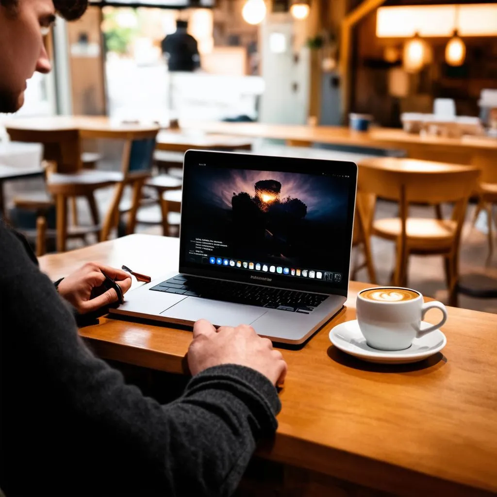 Macbook in Coffee Shop