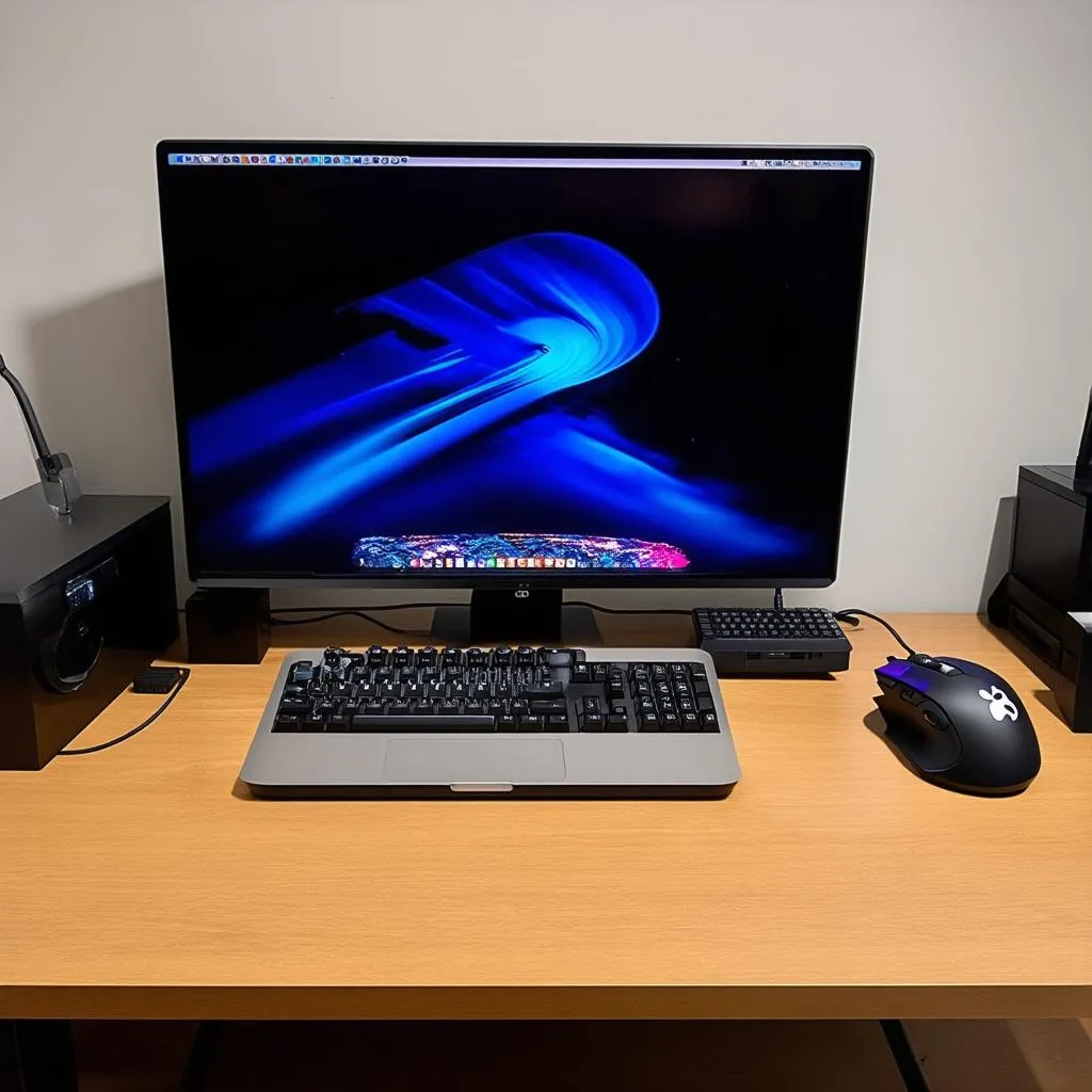 the gaming setup with macbook pro 2019