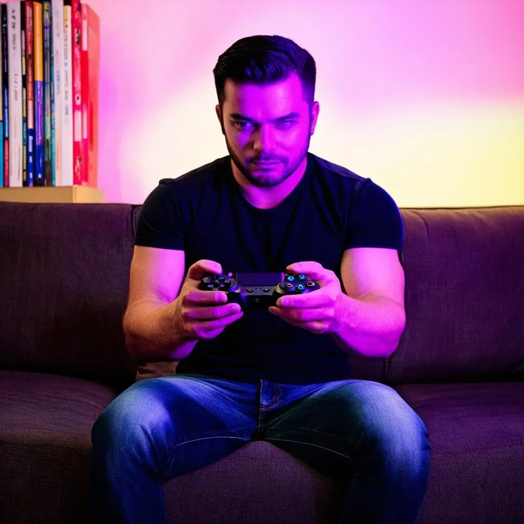 Man Playing Video Game