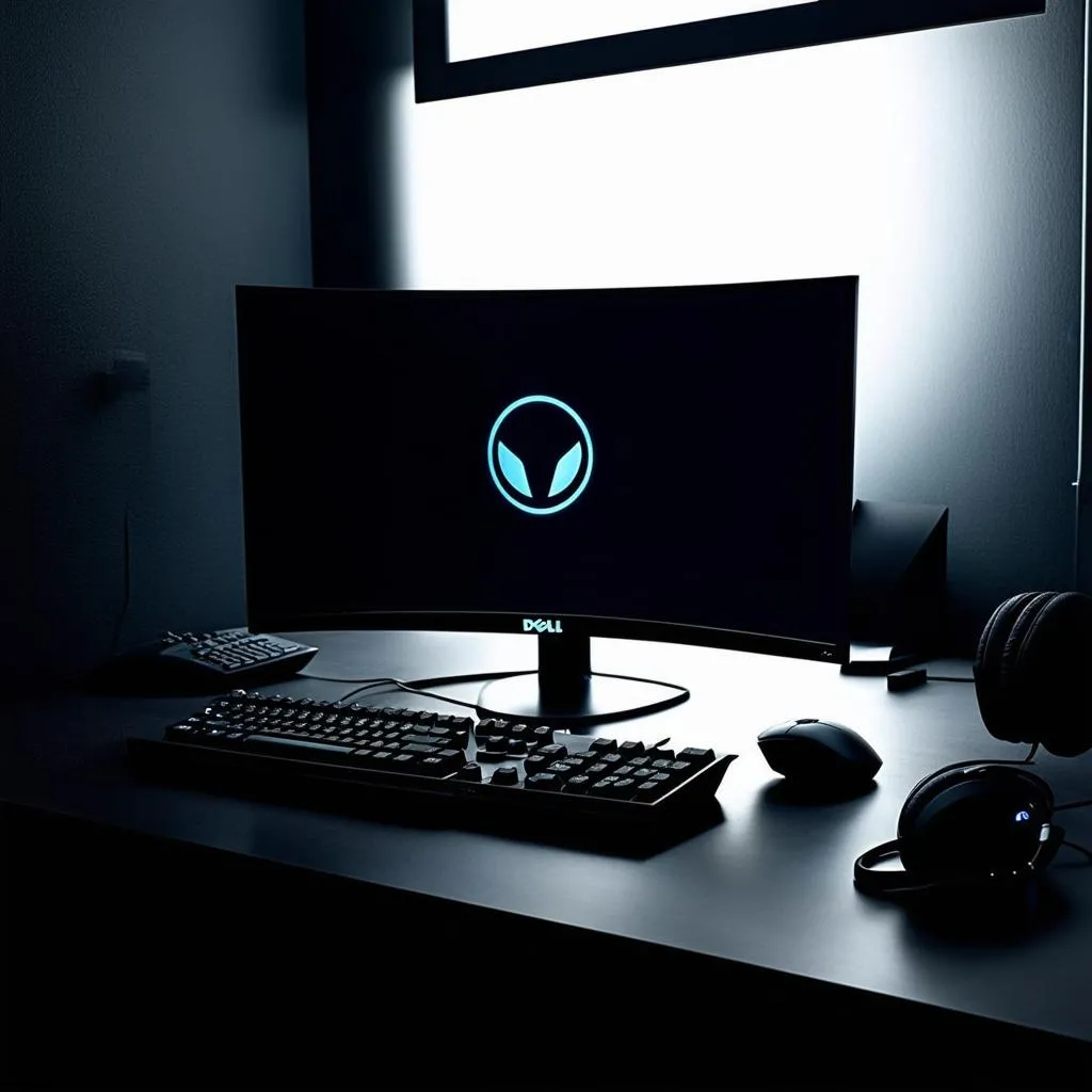 Dell Alienware 34 Curved Gaming Monitor in a gaming room