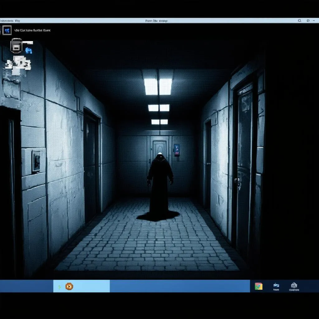 Màn hình máy tính hiển thị game kinh dị
