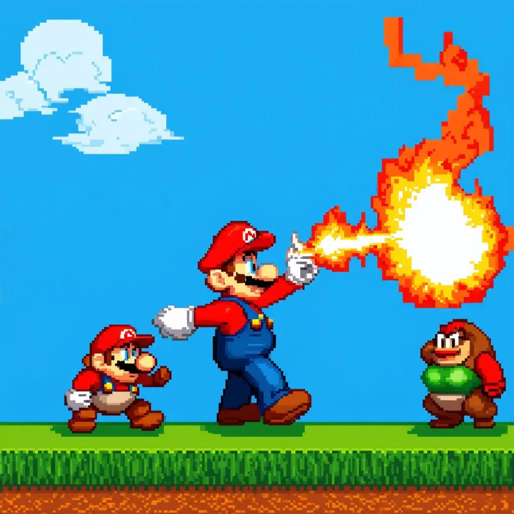 Mario Shooting Fireball at Enemy