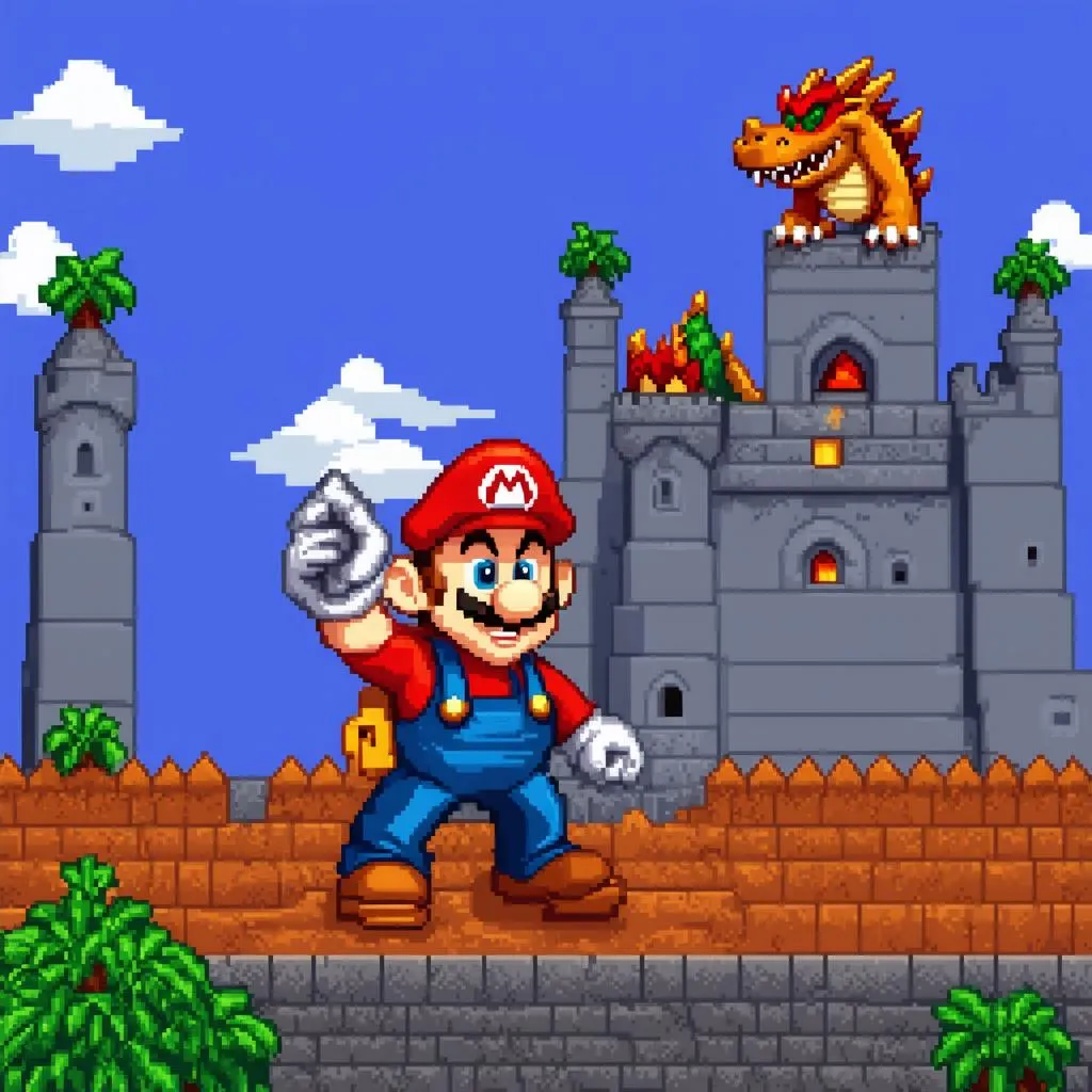 Mario Standing Before Castle