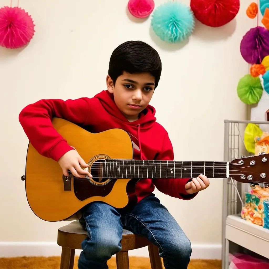 Miguel chơi guitar