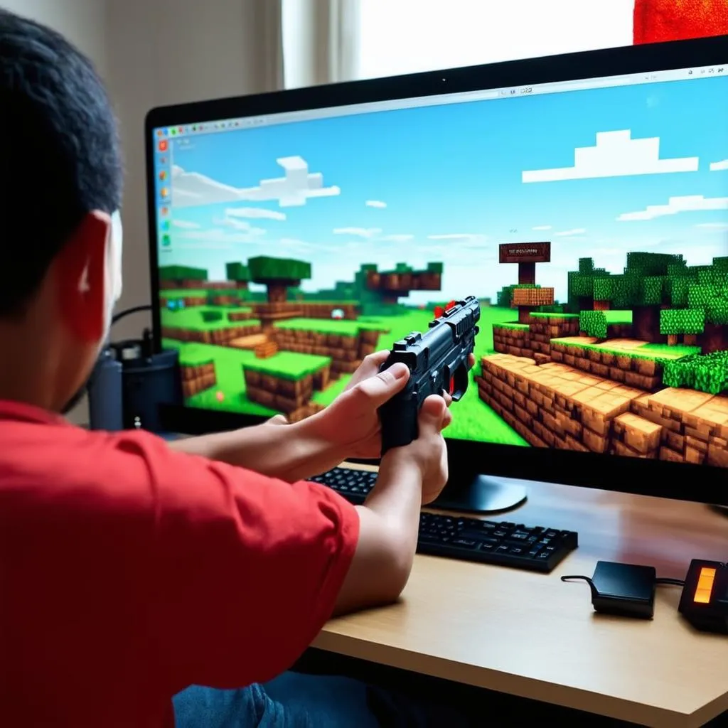 Minecraft Shooting 3D On Computer