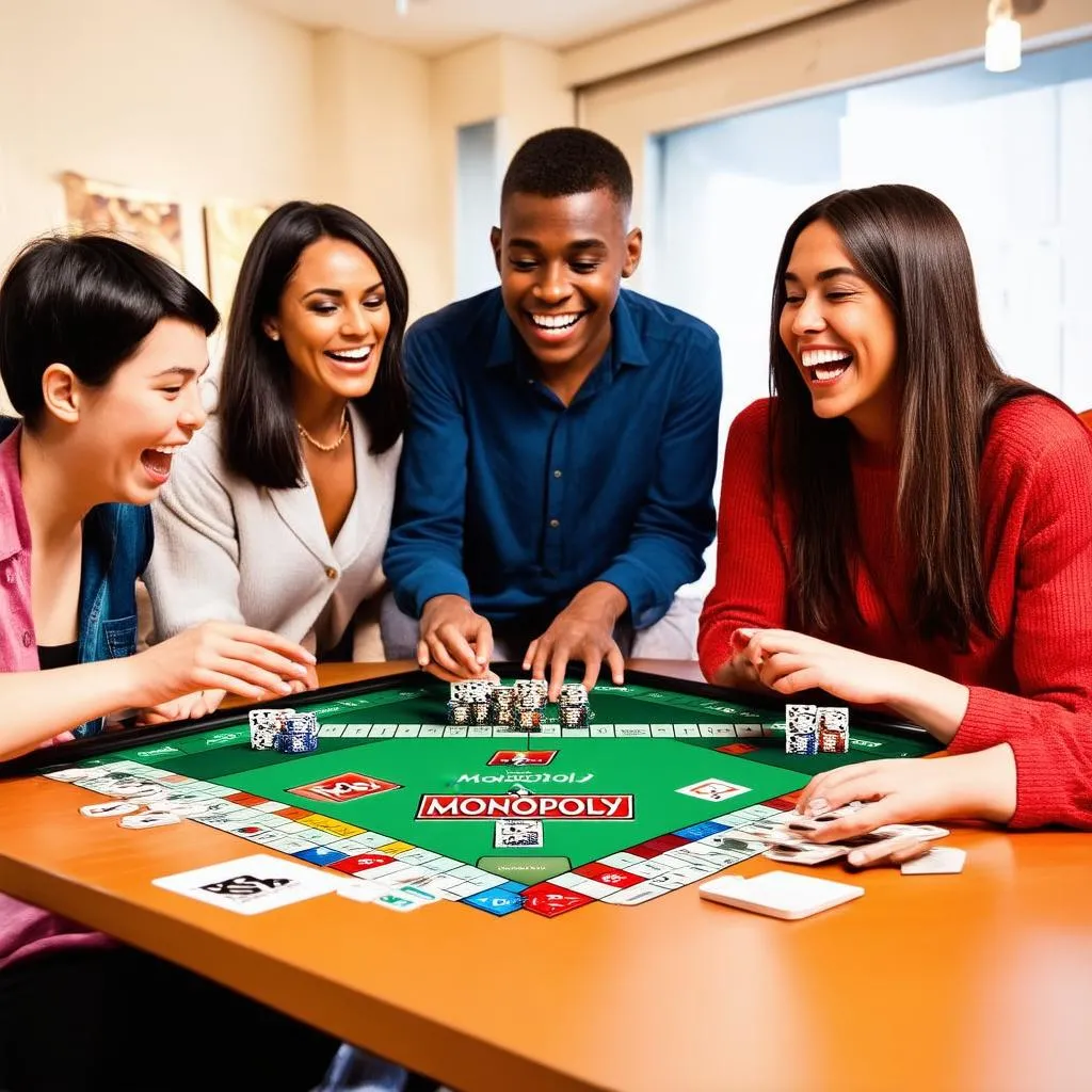 Players enjoying Monopoly Electronic Banking Game