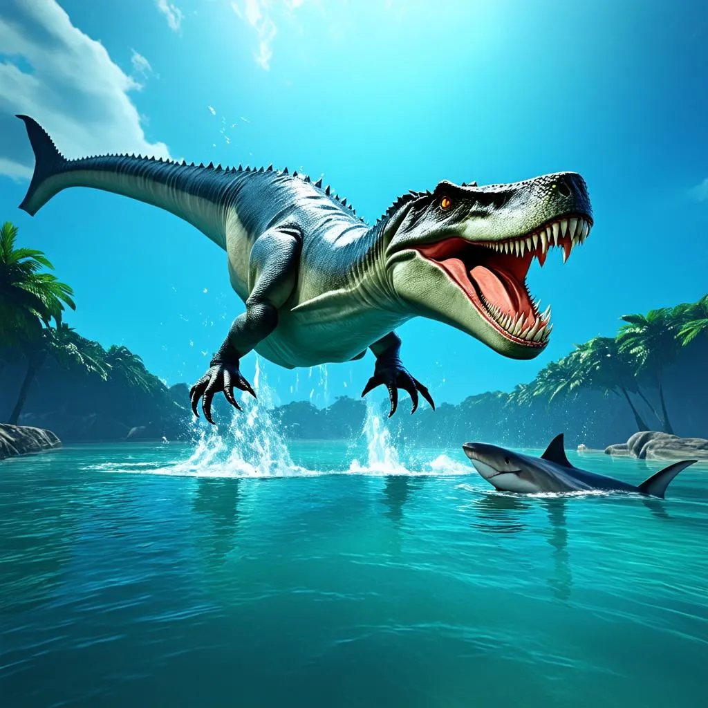 Mosasaurus săn mồi trong Jurassic World: The Game