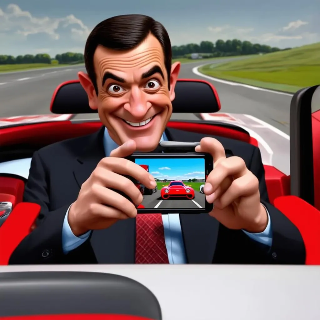 mr bean chơi game trên điện thoại