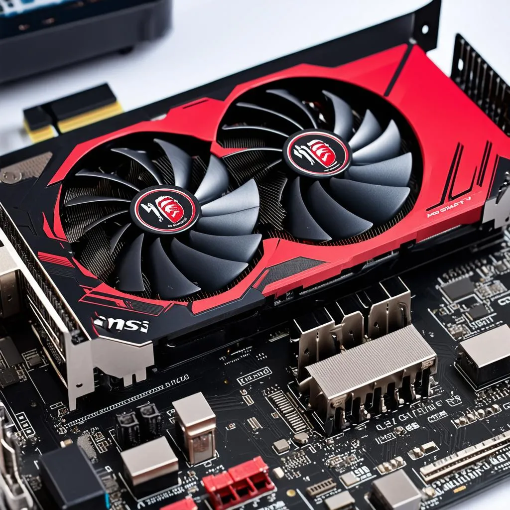 MSI GTX 1070 Ti Gaming X trên mainboard