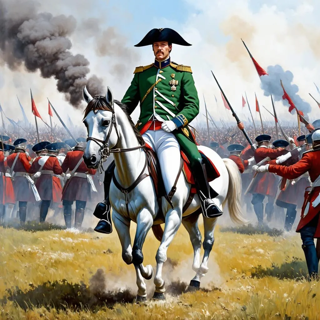 Napoleon Bonaparte đang trên chiến trường