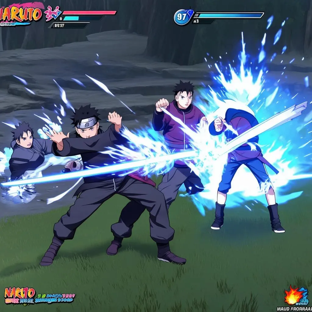 Cảnh chiến đấu trong game Naruto online 3D