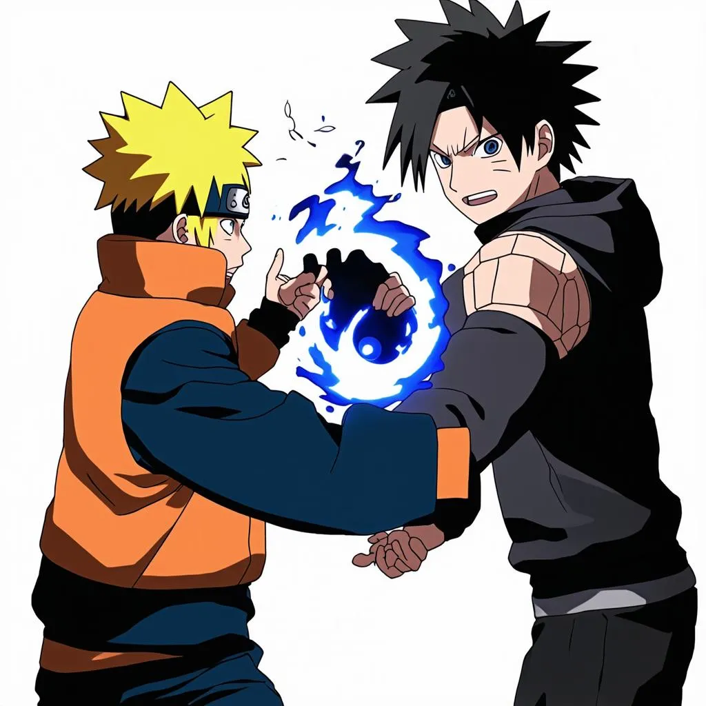 Naruto và Sasuke chiến đấu với nhau