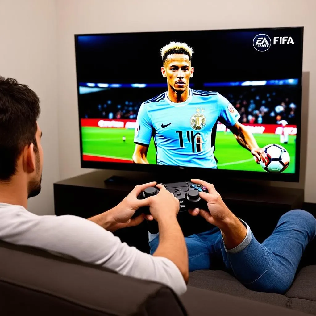 Game thủ điều khiển Neymar Jr. trong FIFA