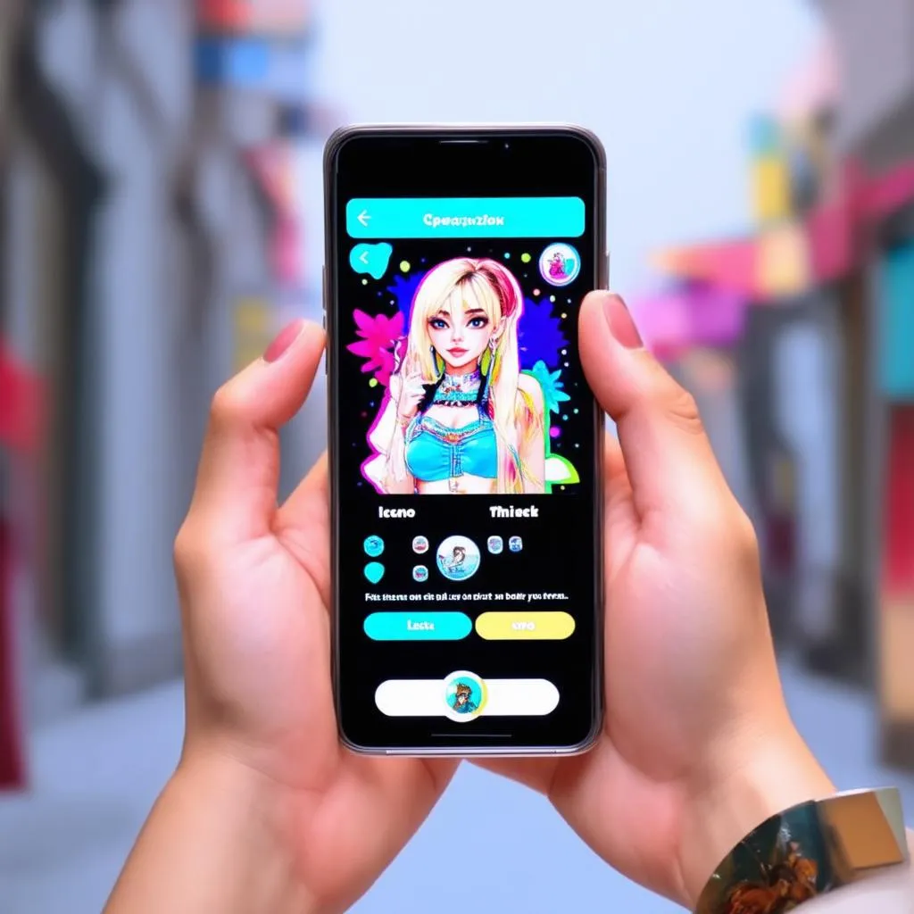 Fashion game on mobile screen