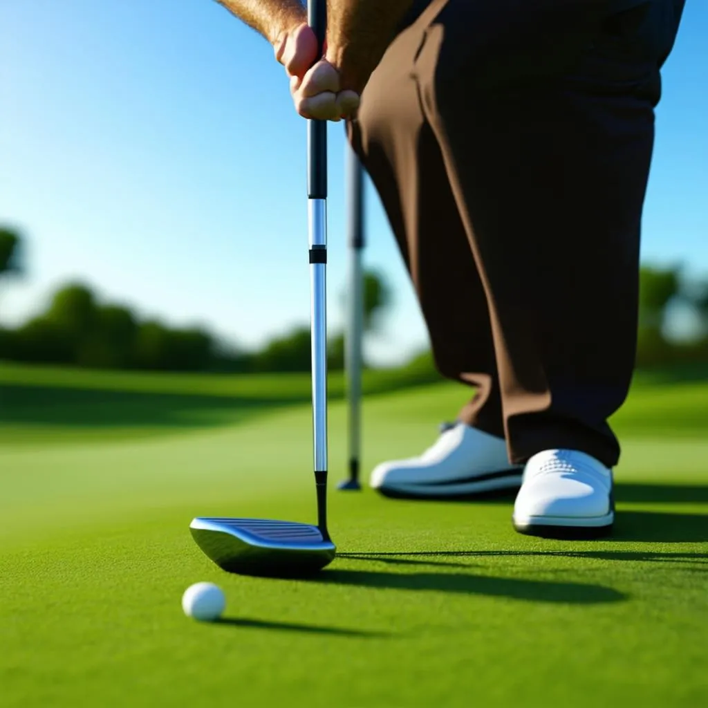 Người chơi đang tập trung cao độ trong một giải đấu golf