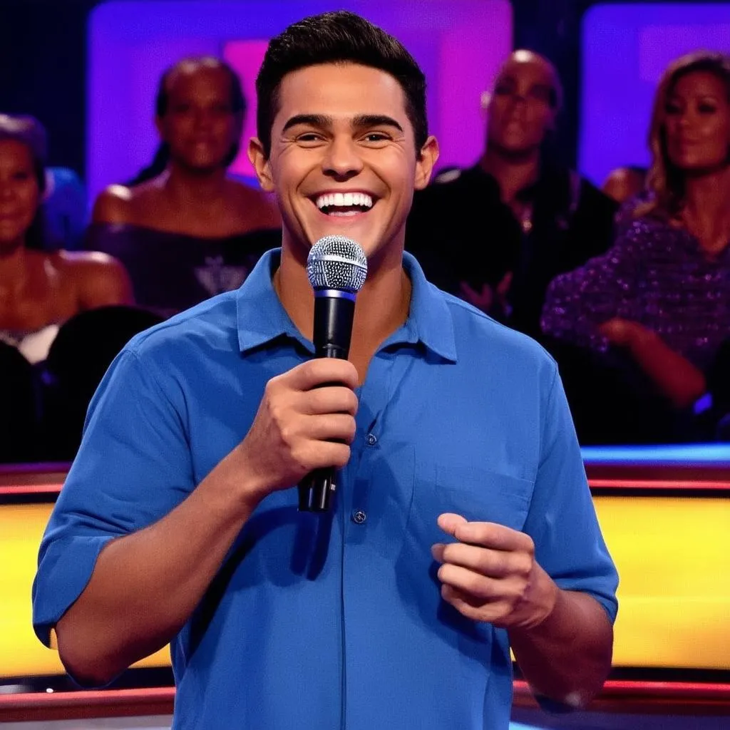 Game show contestant answering a question