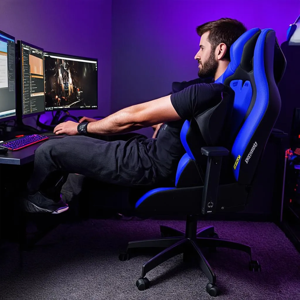 Người Đàn Ông Đang Chơi Game Trên Ghế DXRacer King Series