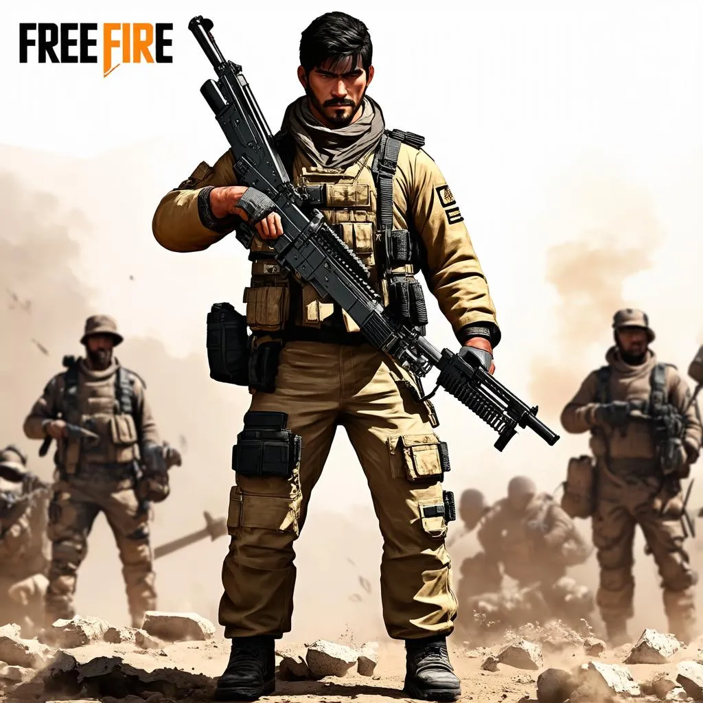 Nhân vật Free Fire trong trang phục chiến đấu