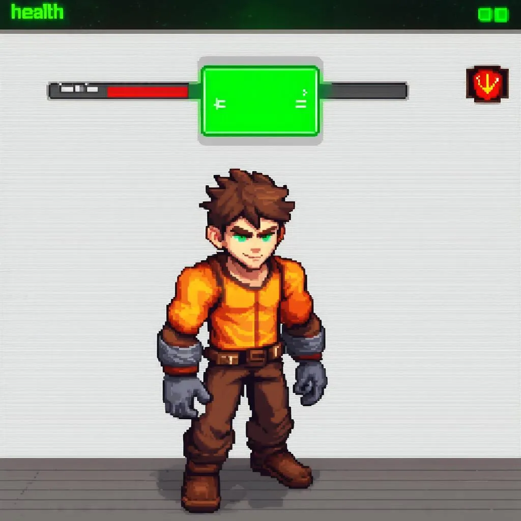 Game character with HP bar