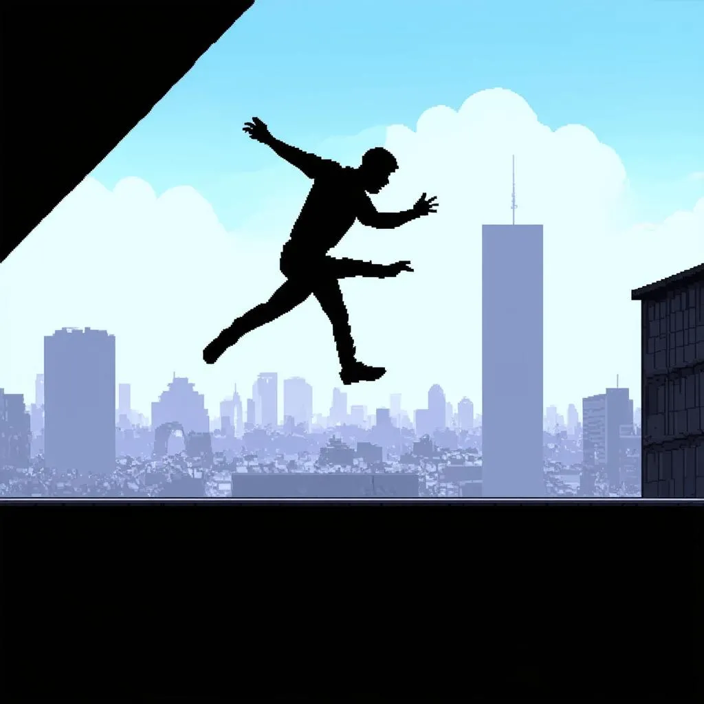 Nhân vật game parkour đang nhảy