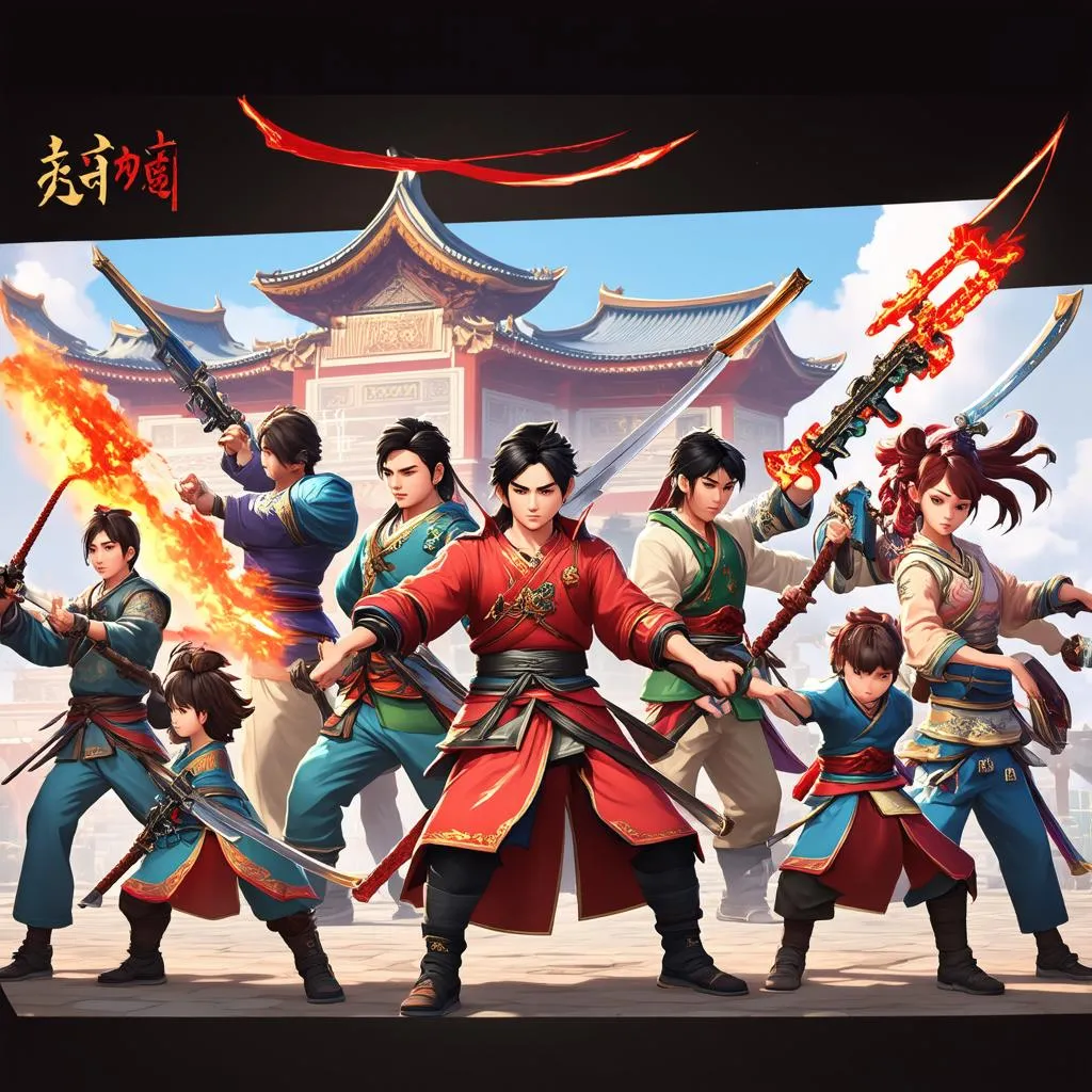 Game characters in Chinese style