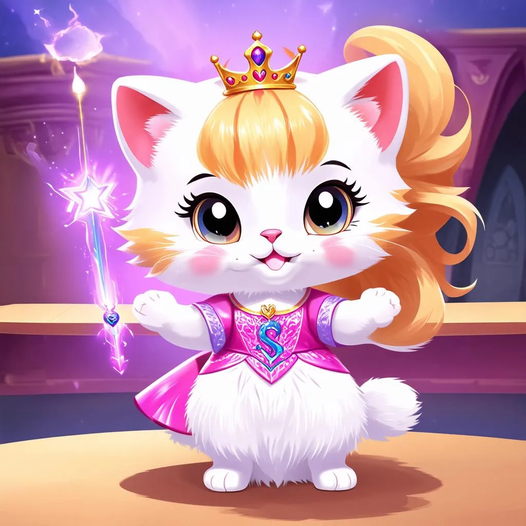 Game character - cat transforms into a princess