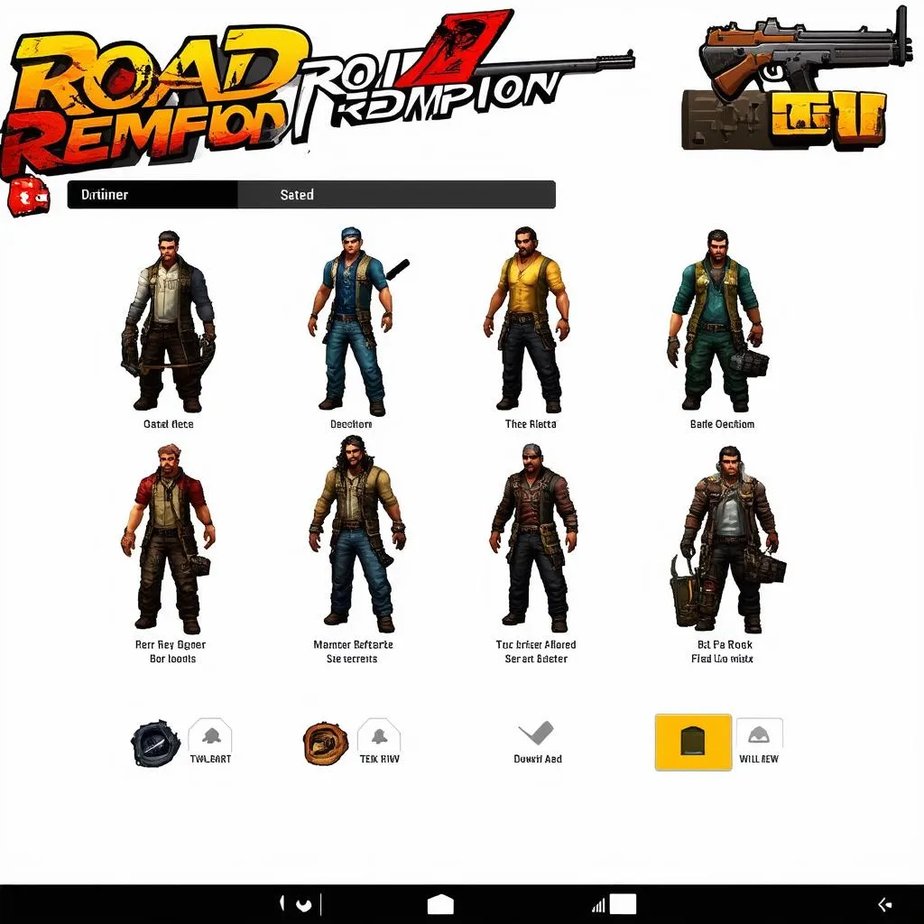 Road Redemption character selection screen