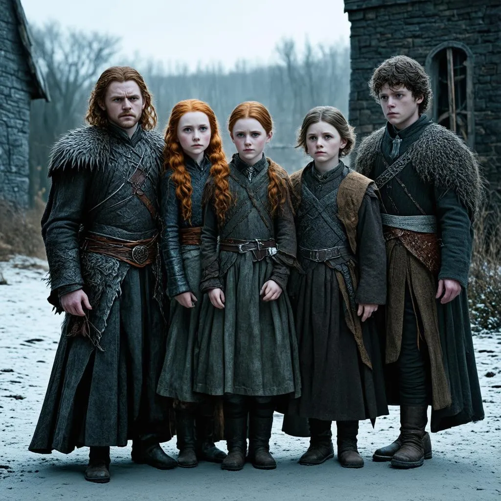 The Stark Children in Game of Thrones Season 1